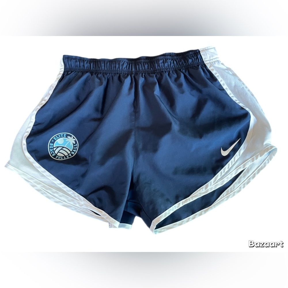 Nike Women's Dark Blue and White Athletic Shorts
